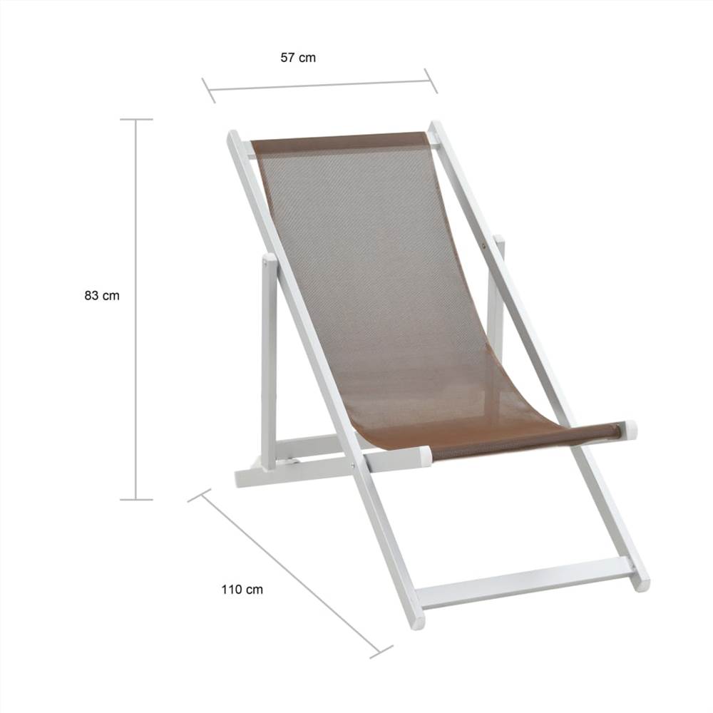 Folding Beach Chairs 2 pcs Aluminium and Textilene Brown