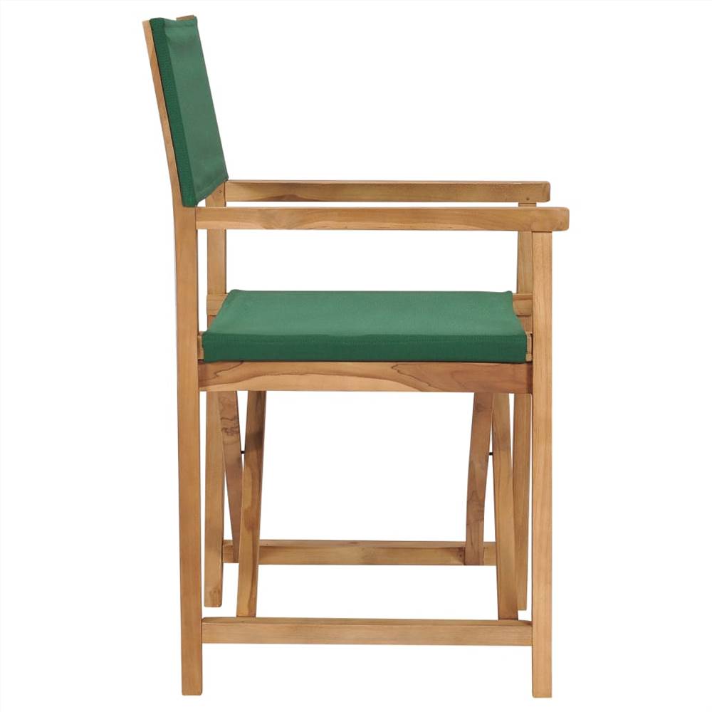 Folding Director's Chair Solid Teak Wood Green Europe