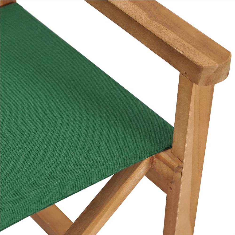 Folding Director's Chair Solid Teak Wood Green Europe