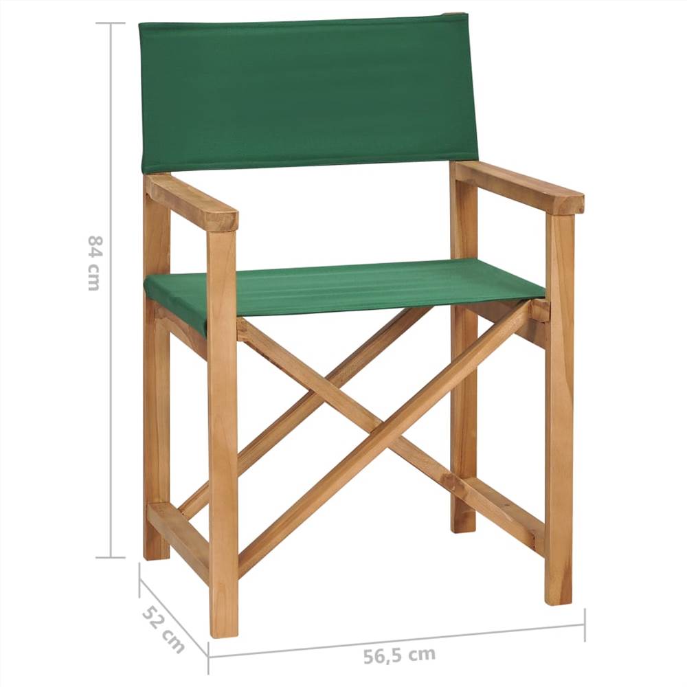 Folding Director's Chair Solid Teak Wood Green Europe