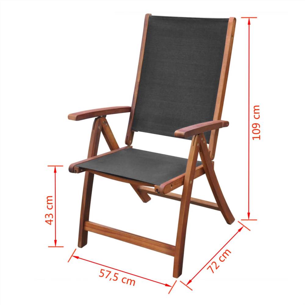 Folding Garden Chairs 2 pcs Solid Acacia Wood and Textilene