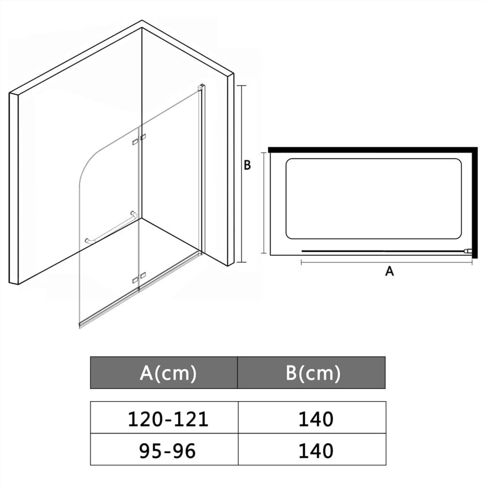 Folding Shower Enclosure 2 Panels ESG 120x140 cm