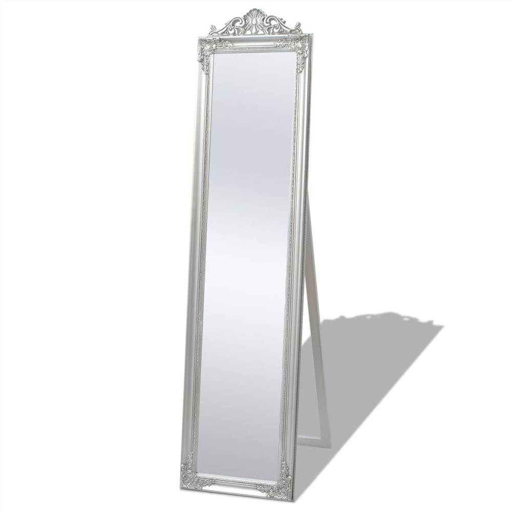 Vrijstaande spiegel barokstijl 160x40 cm zilver