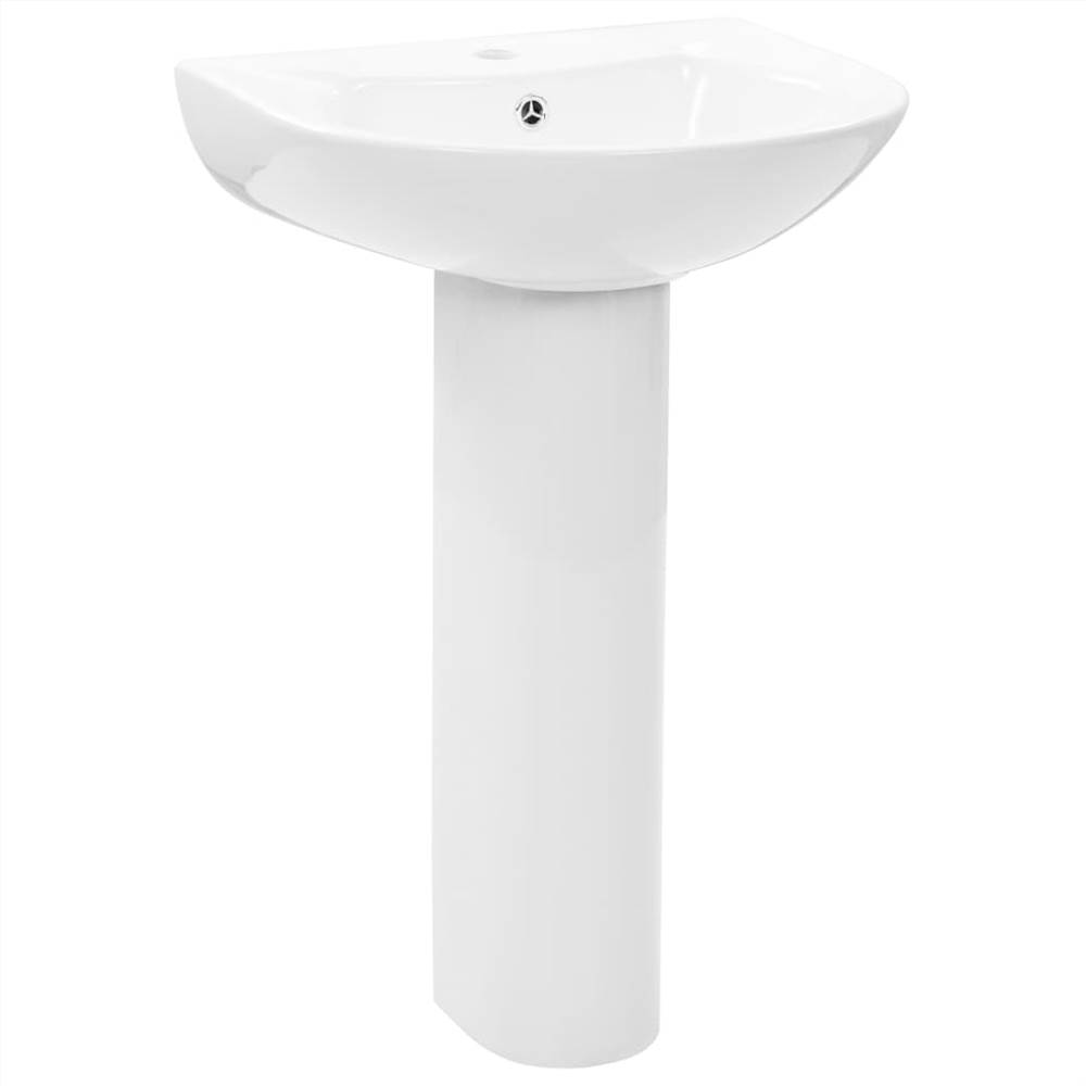 Freestanding Basin With Pedestal Ceramic White 520x440x190 Mm 9 Freestanding Basin with Pedestal Ceramic White 520x440x190 mm