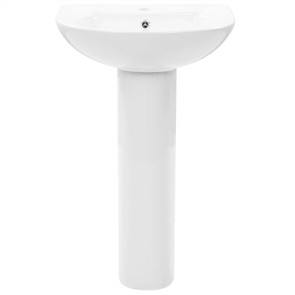 Freestanding Basin With Pedestal Ceramic White 520x440x190 Mm 10 Freestanding Basin with Pedestal Ceramic White 520x440x190 mm