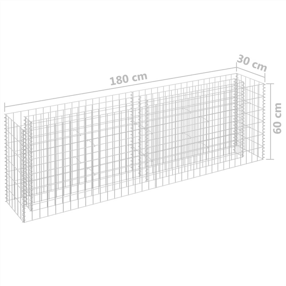 Gabion Raised Bed Galvanised Steel 180x30x60 cm