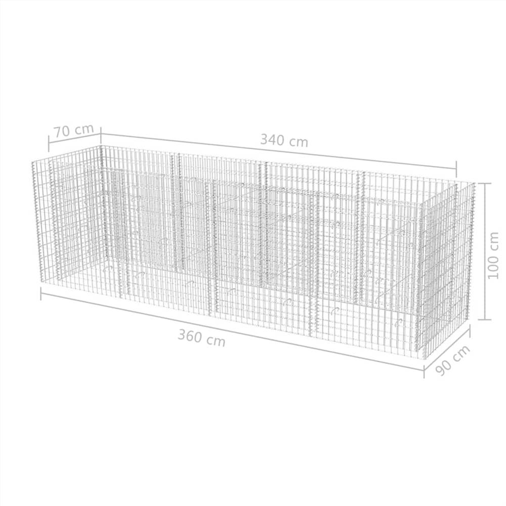 Gabion Raised Bed Steel 360x90x100 cm