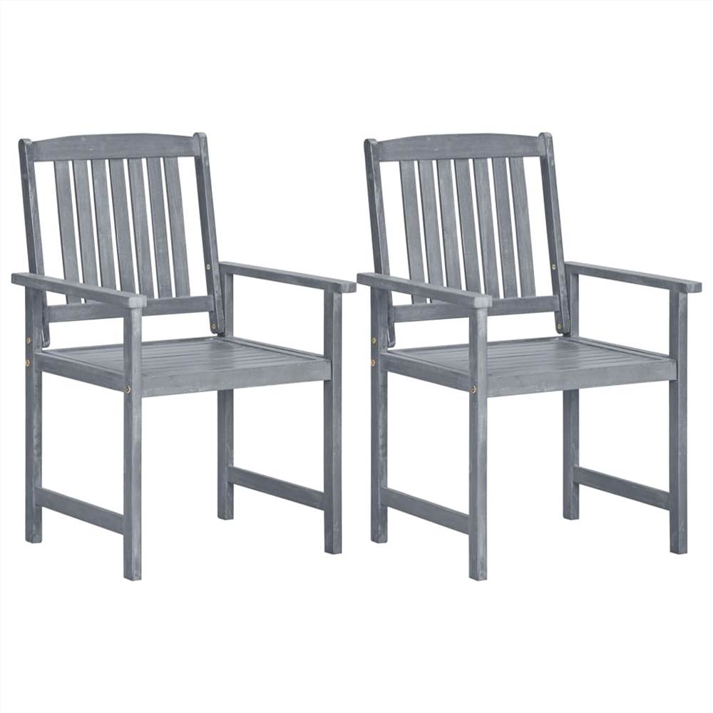 

Garden Chairs 2 pcs Grey Solid Acacia Wood