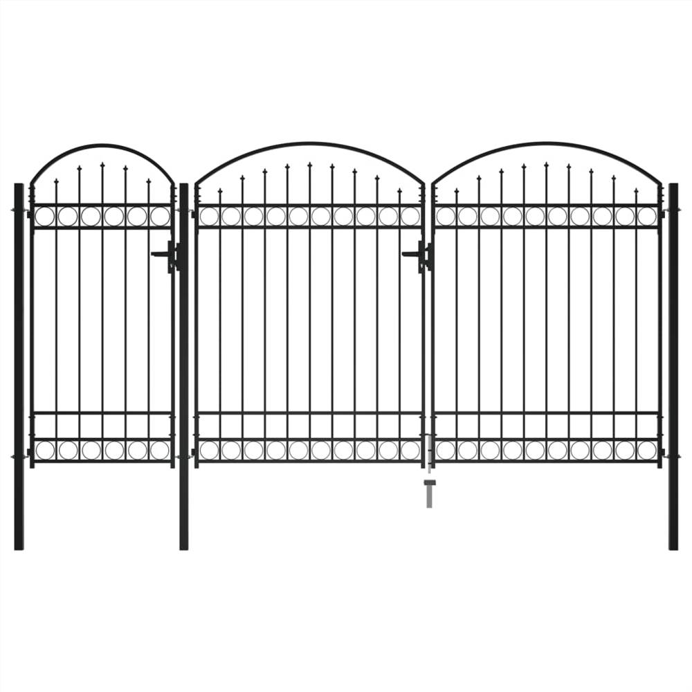 

Garden Fence Gate with Arched Top Steel 2.5x4 m Black