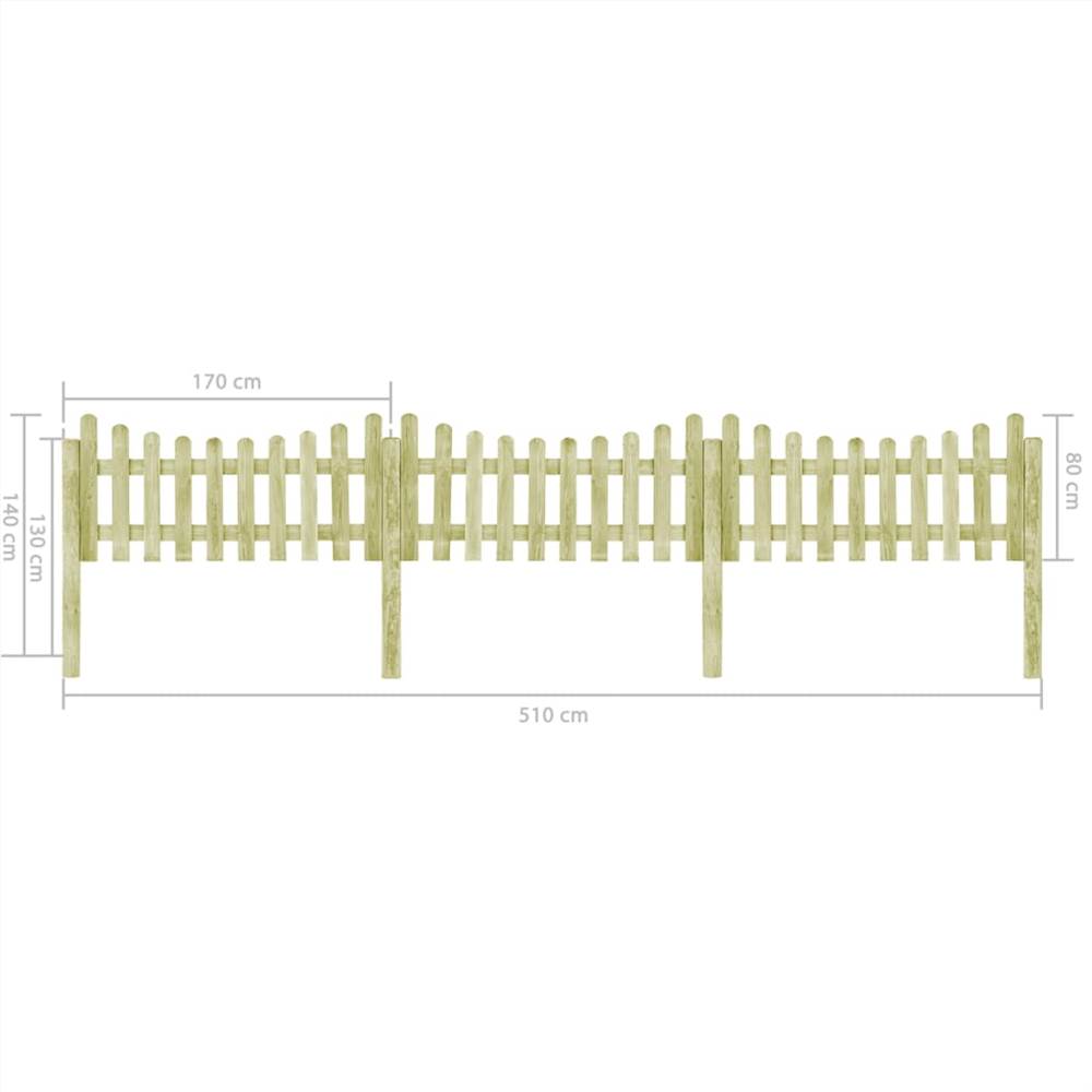 Garden Fence with 4 Posts Impregnated Pinewood 510x80 cm