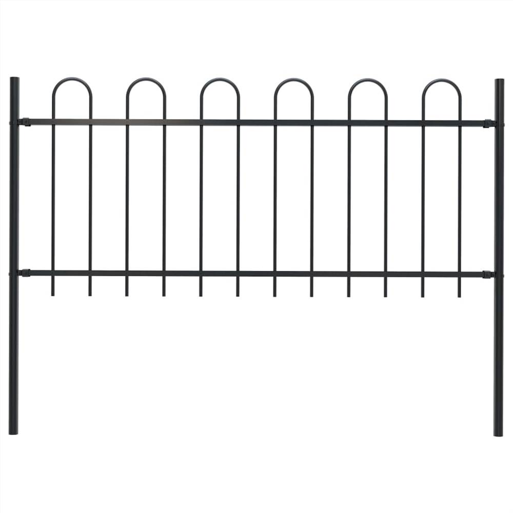 

Garden Fence with Hoop Top Steel 1.7x0.8 m Black