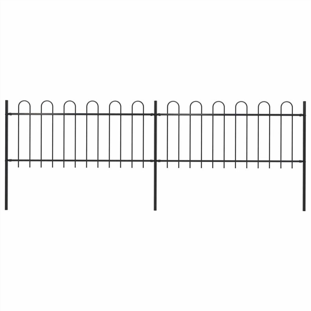 

Garden Fence with Hoop Top Steel 3.4x0.8 m Black