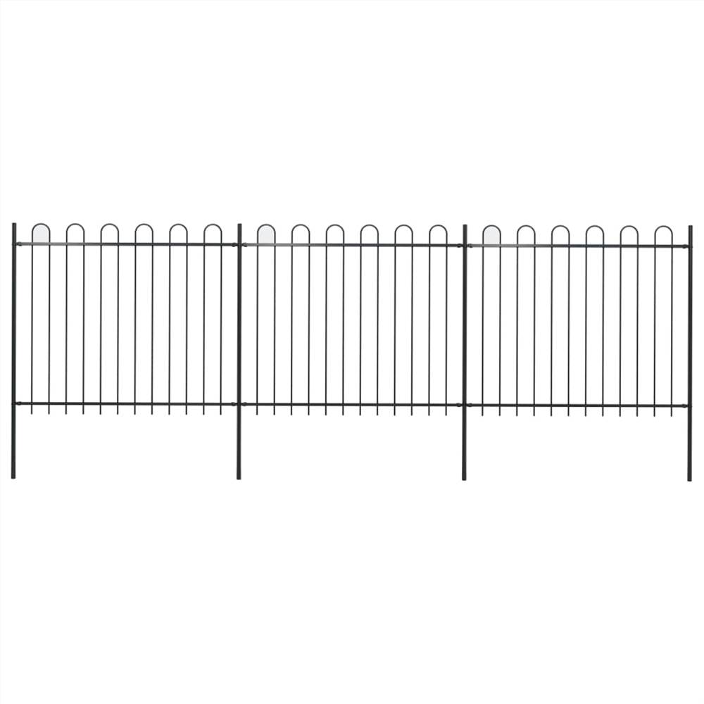 

Garden Fence with Hoop Top Steel 5.1x1.5 m Black