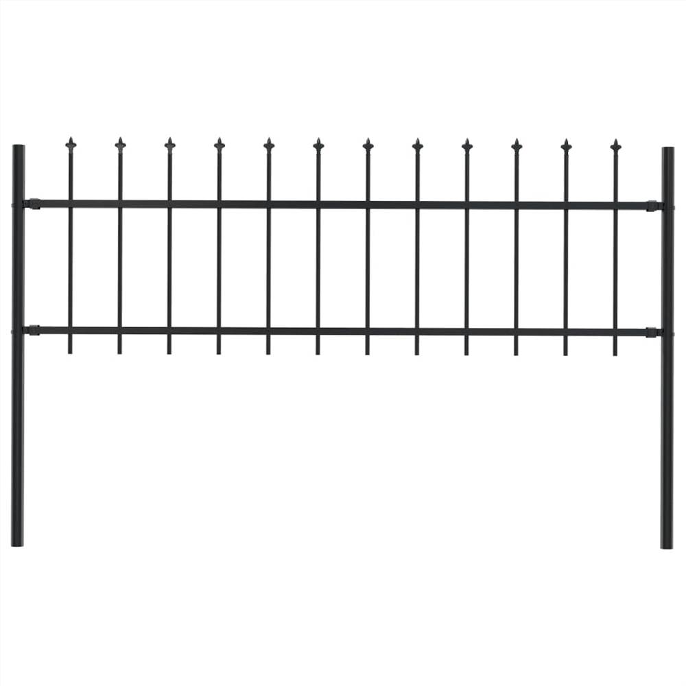 

Garden Fence with Spear Top Steel 1.7x0.6 m Black