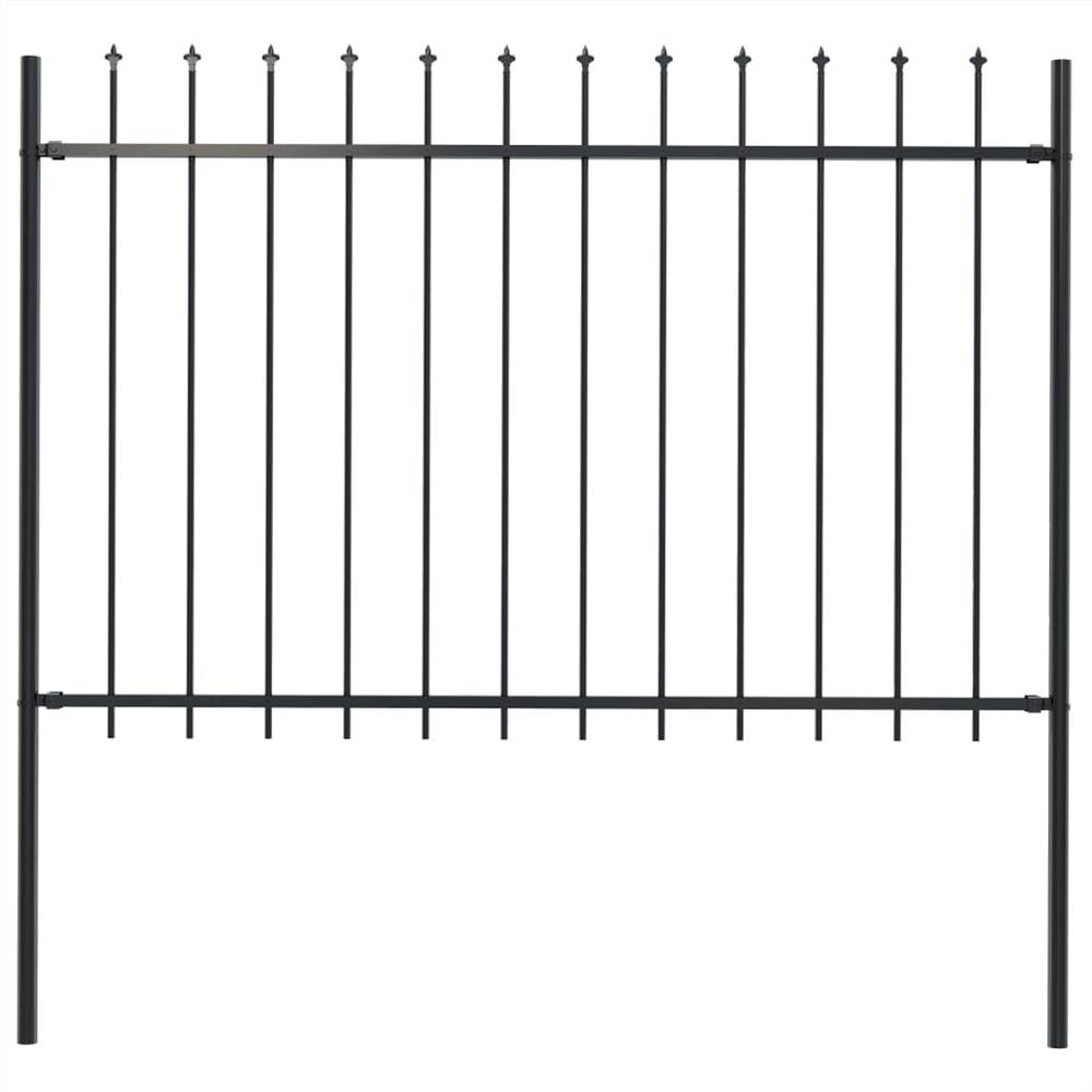 

Garden Fence with Spear Top Steel 1.7x1.2 m Black