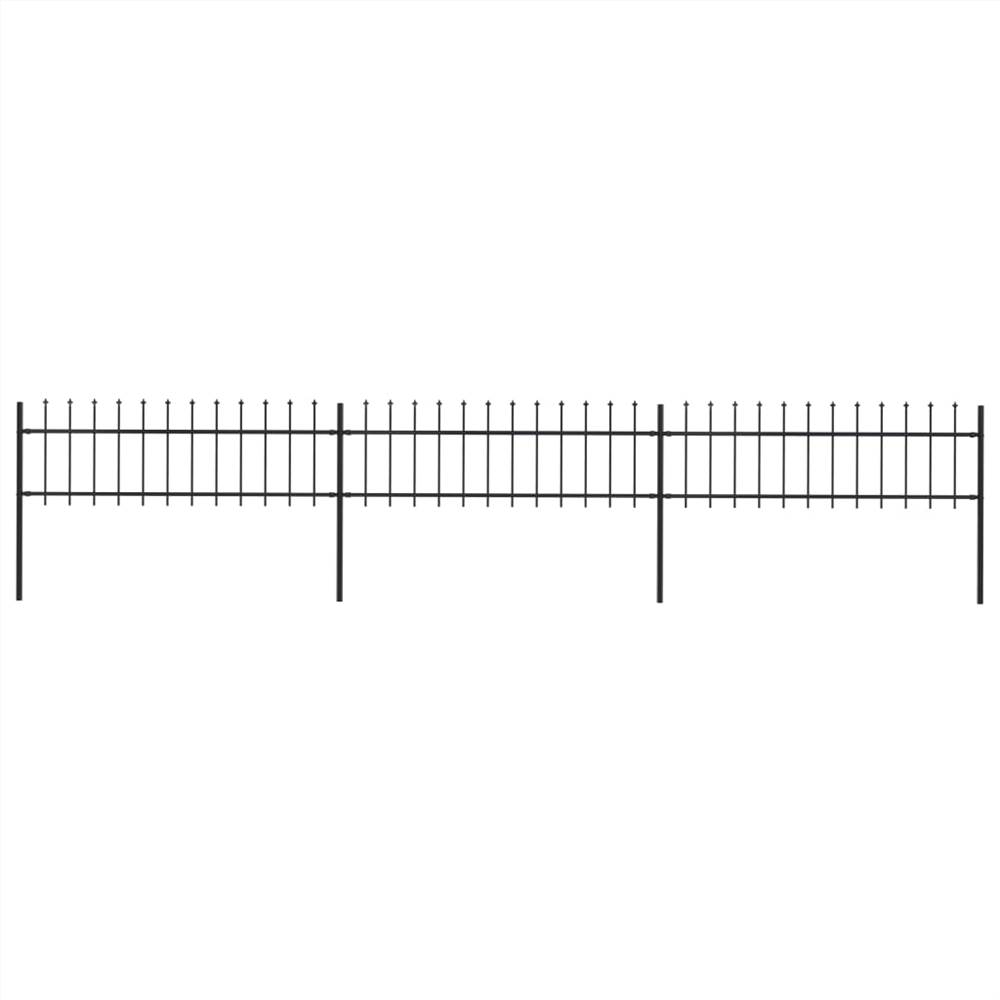 

Garden Fence with Spear Top Steel 5.1x0.6 m Black