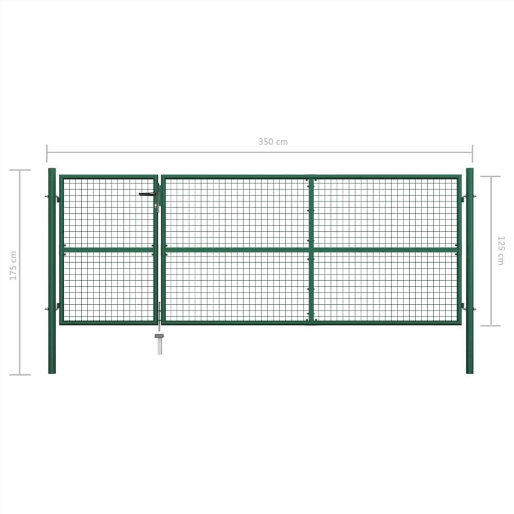 Garden Gate Steel 350x125 cm Green