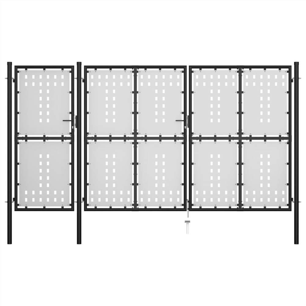 

Garden Gate Steel 400x150 cm Black