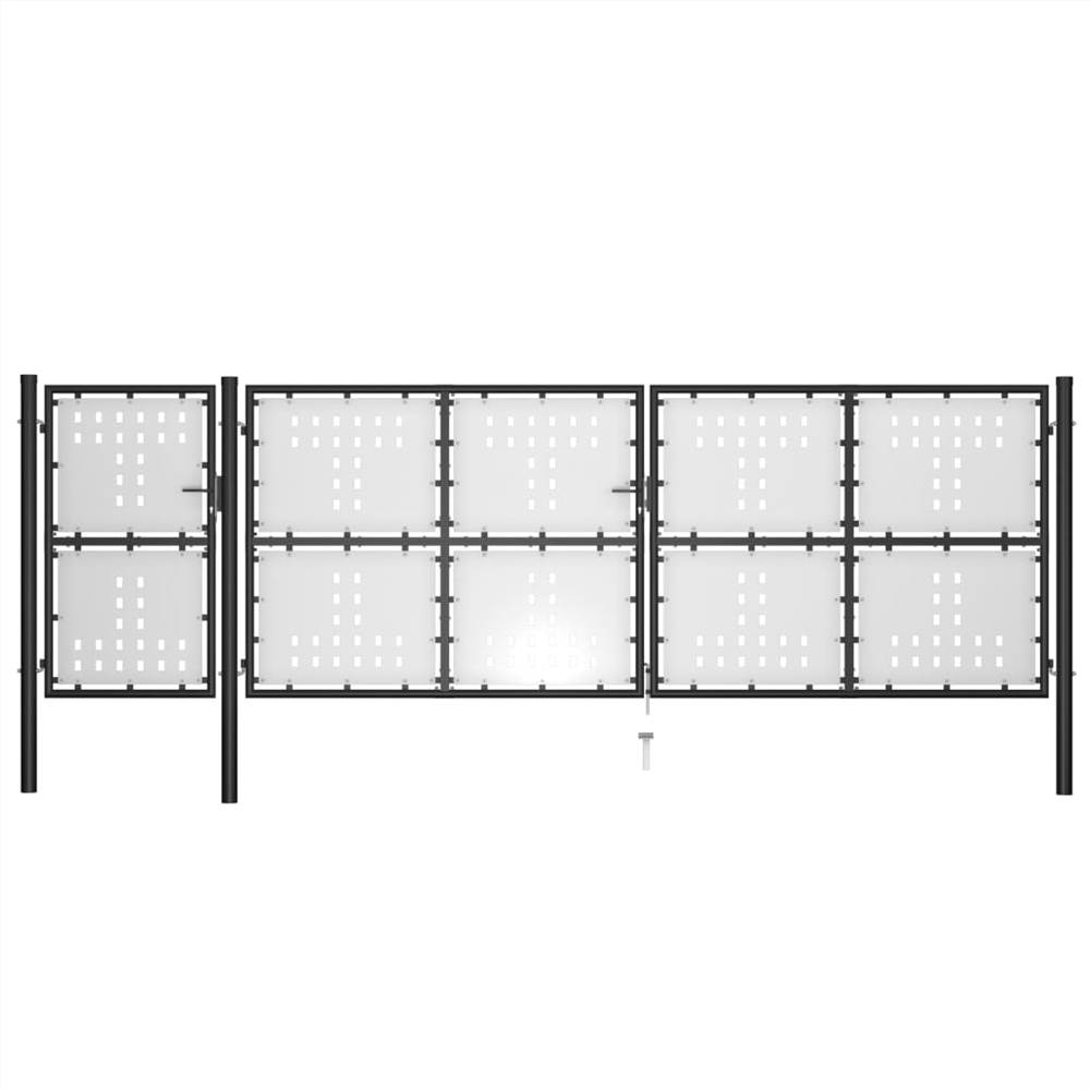 

Garden Gate Steel 500x150 cm Black