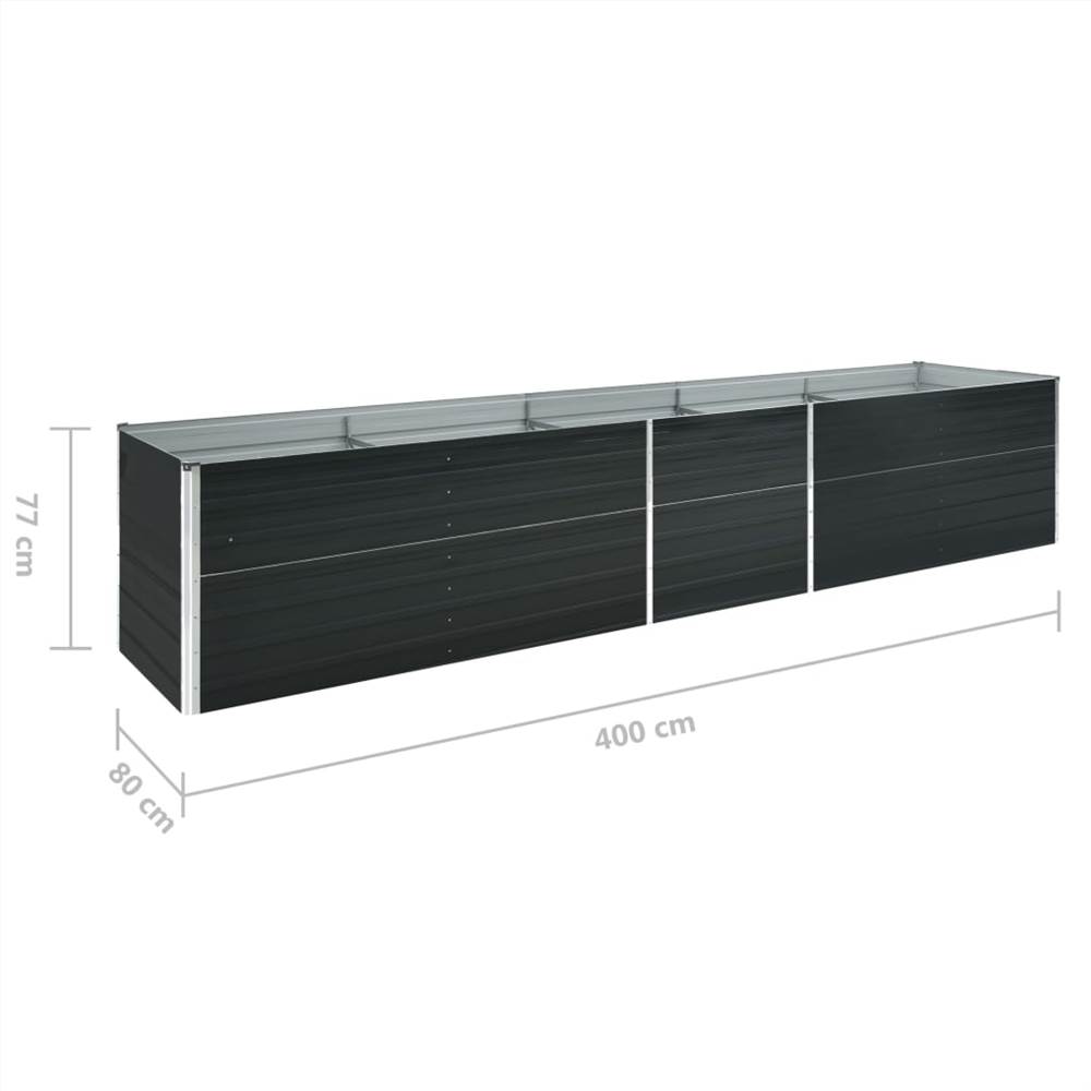 Garden Raised Bed Galvanised Steel 400x80x77 cm Anthracite