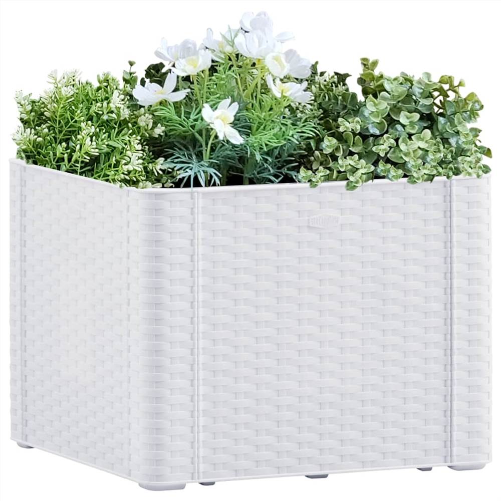 Garden Raised Bed with Self Watering System White 43x43x33 cm