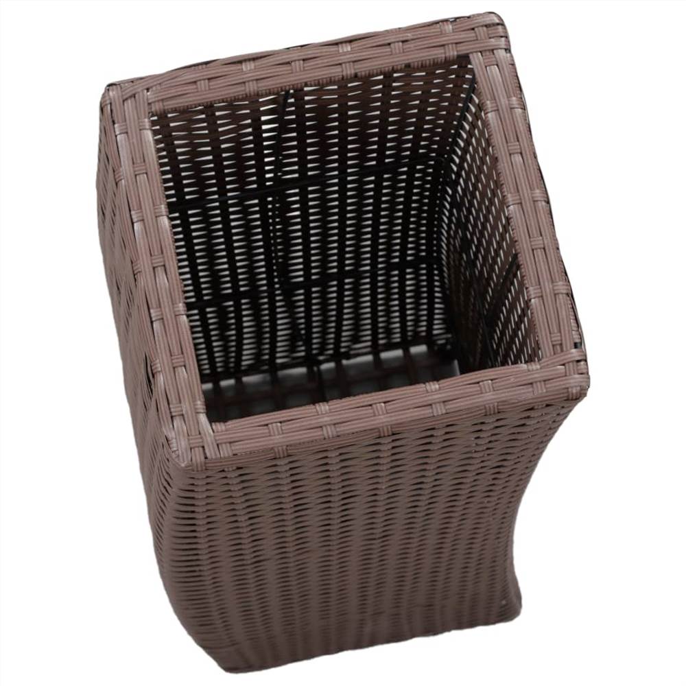 Garden Raised Beds 3 pcs Poly Rattan Brown