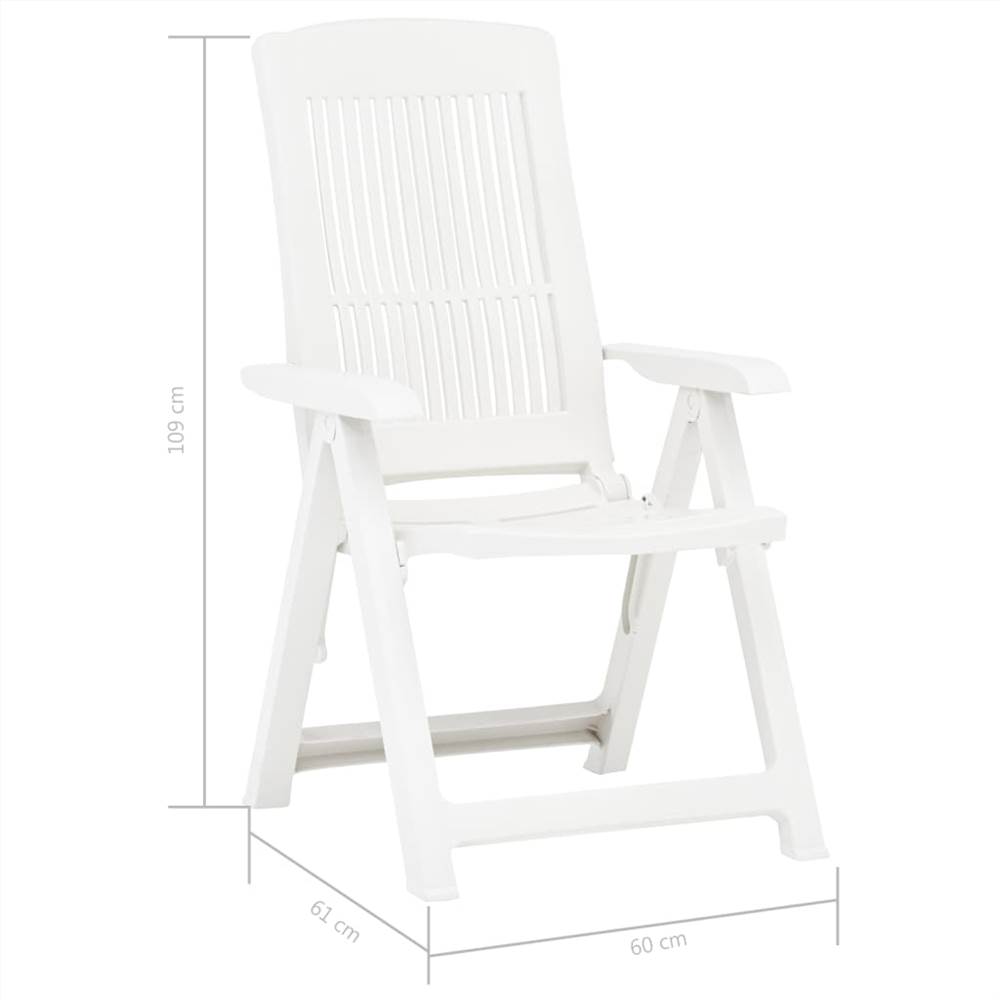 Garden Reclining Chairs 2 pcs Plastic White