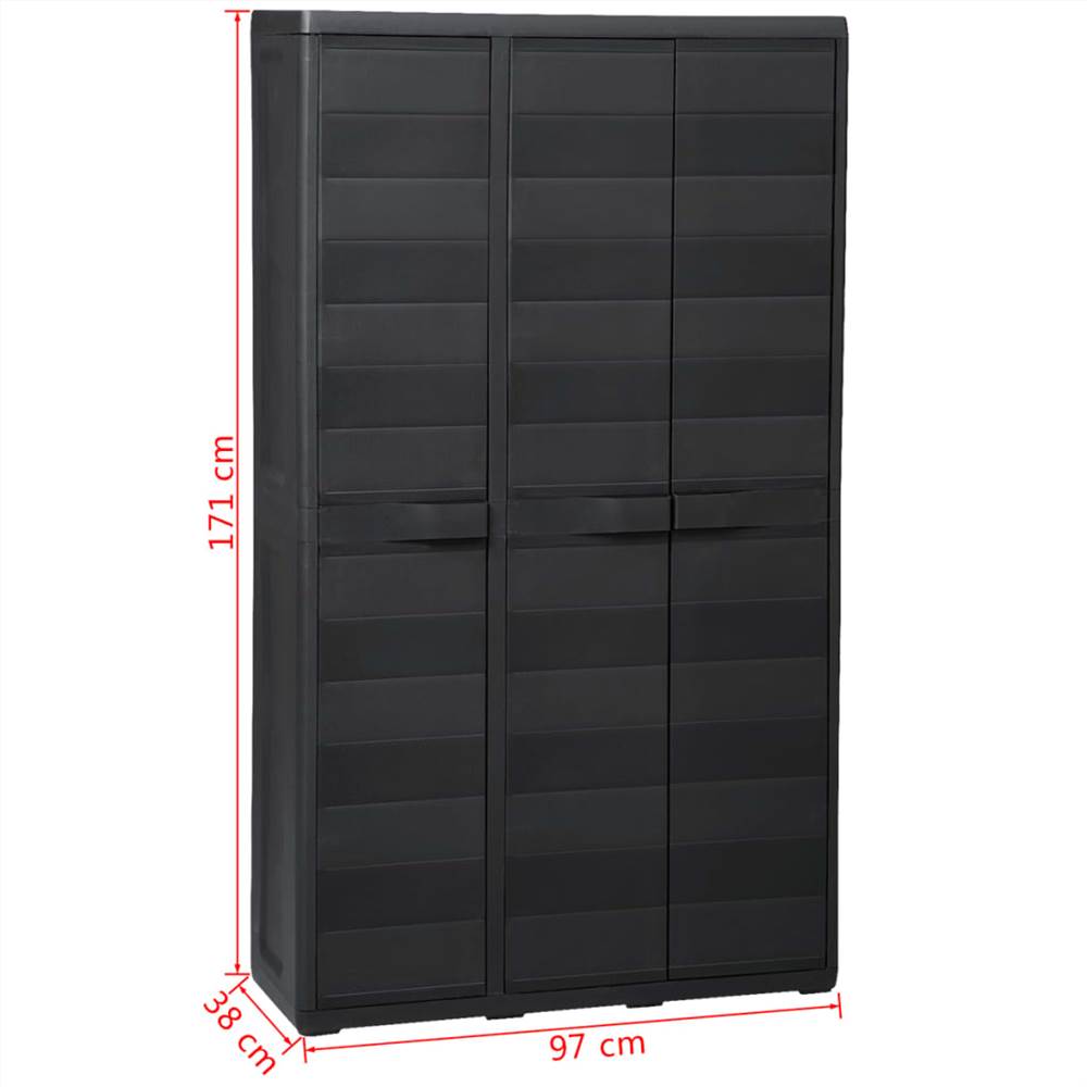 Garden Storage Cabinet with 4 Shelves Black