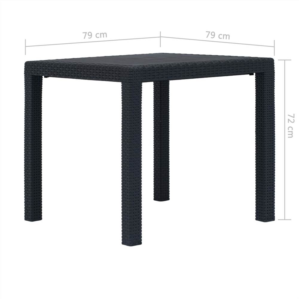 Garden Table Anthracite 79x79x72 cm Plastic Rattan Look