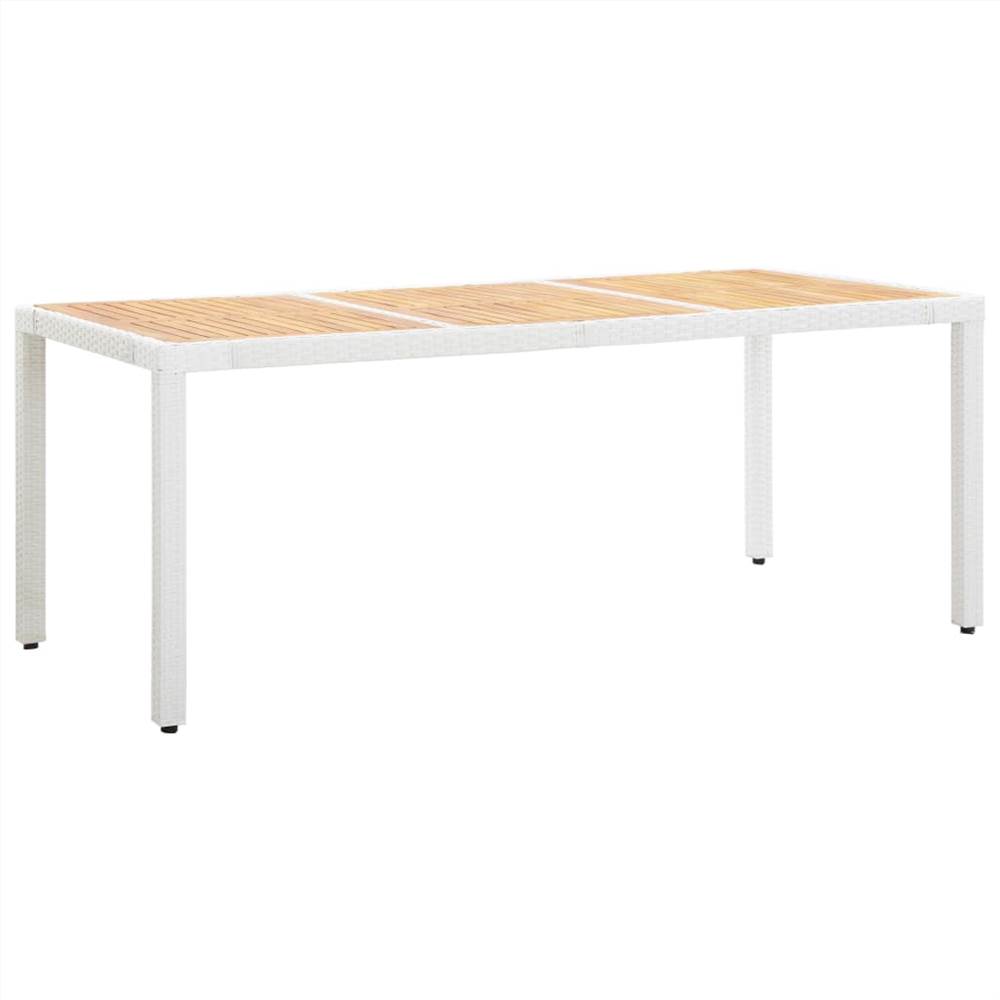 

Garden Table White 190x90x75 cm Poly Rattan and Solid Acacia Wood