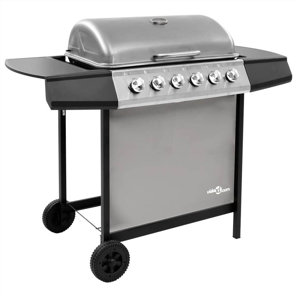 Gas BBQ Grill with 6 Burners Black and Silver (FR/BE/IT/UK/NL only)