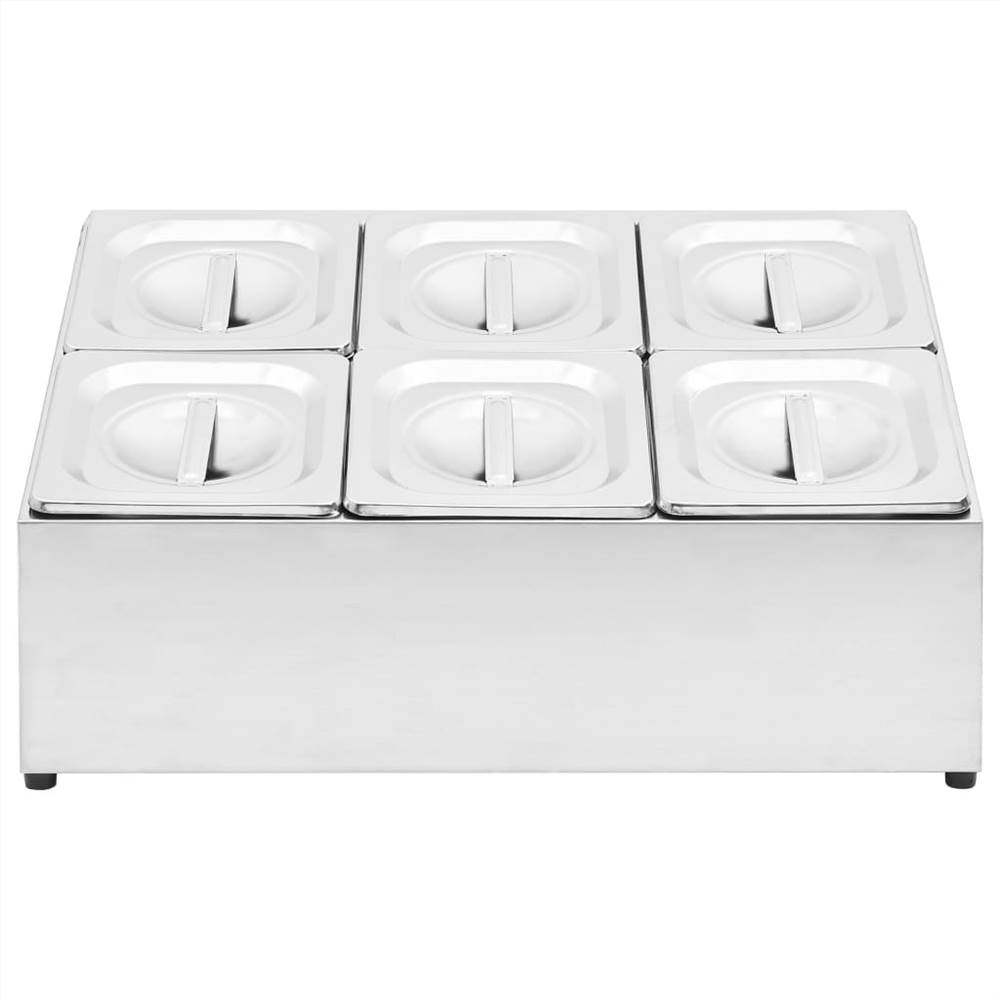 Gastronorm Container Holder with 6 GN 1/6 Pan Stainless Steel
