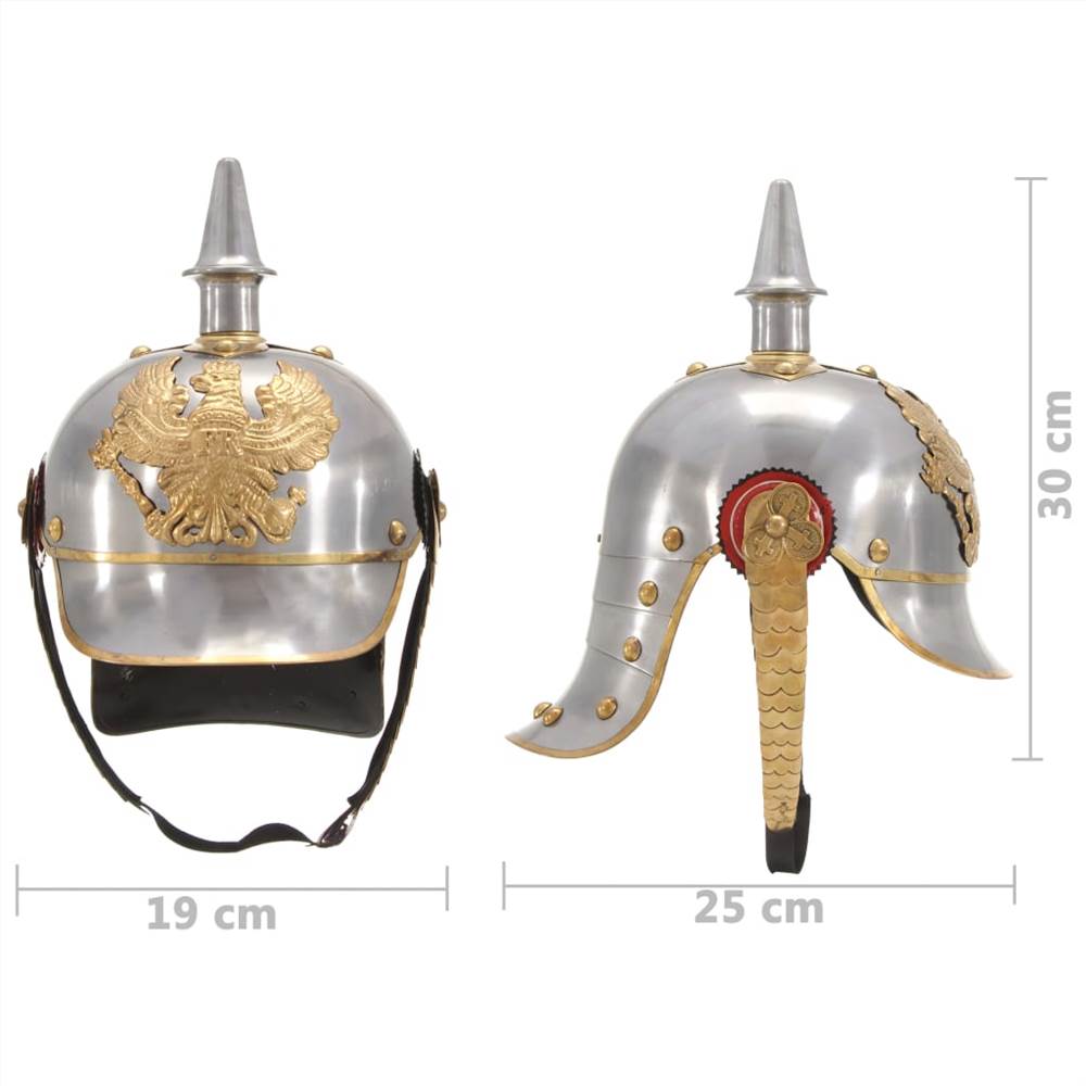 German Prussian Helmet Antique Replica LARP Silver Steel