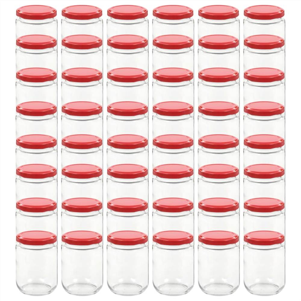 Glass Jam Jars with Red Lid 48 pcs 230 ml