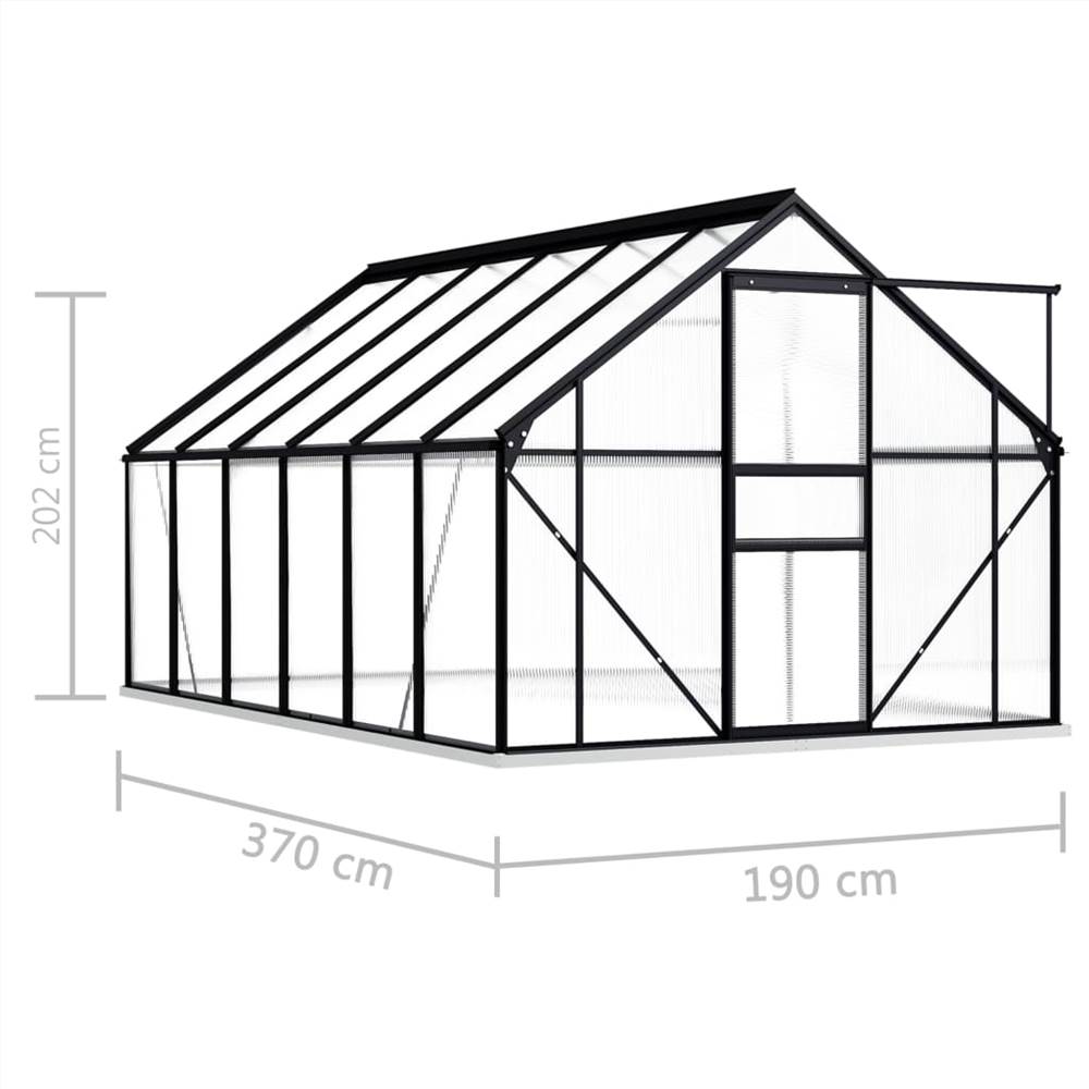 Greenhouse with Base Frame Anthracite Aluminium 7.03 m²