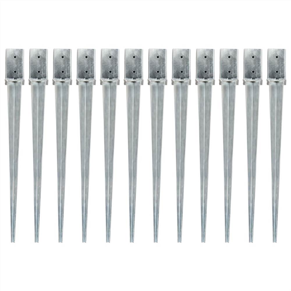 

Ground Spikes 12 pcs Silver 8x8x91 cm Galvanised Steel