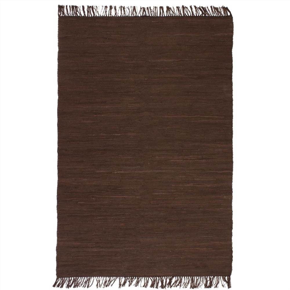 

Hand-woven Chindi Rug Cotton 120x170 cm Brown