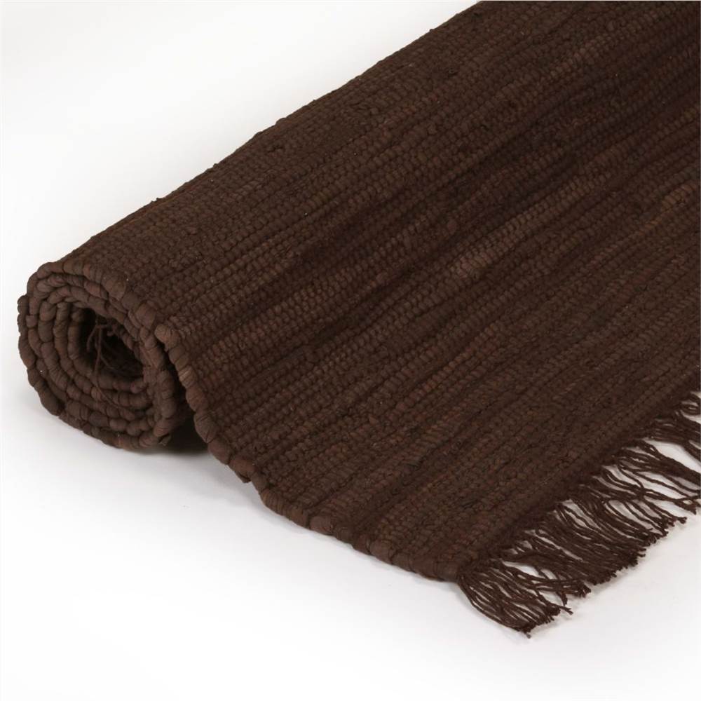 Hand-woven Chindi Rug Cotton 120x170 cm Brown