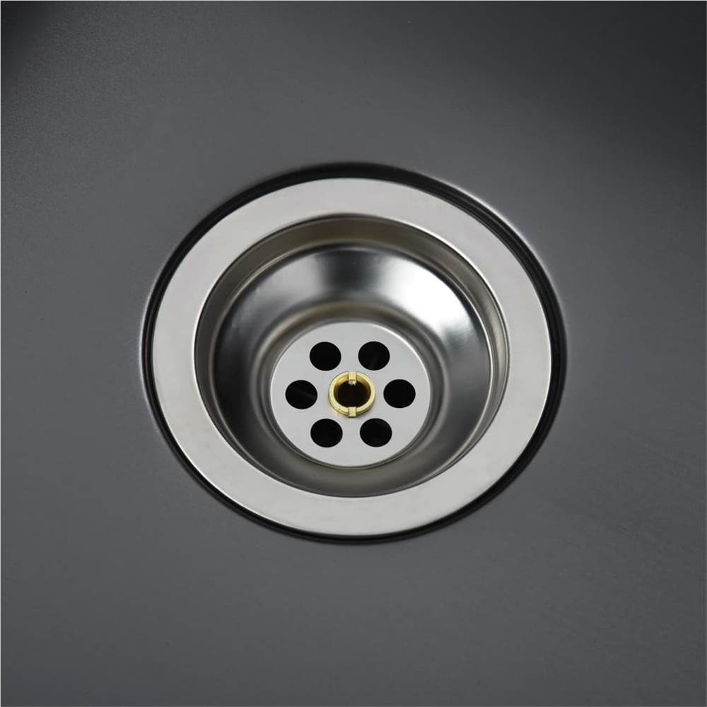 Handmade Kitchen Sink with Strainer Black Stainless Steel