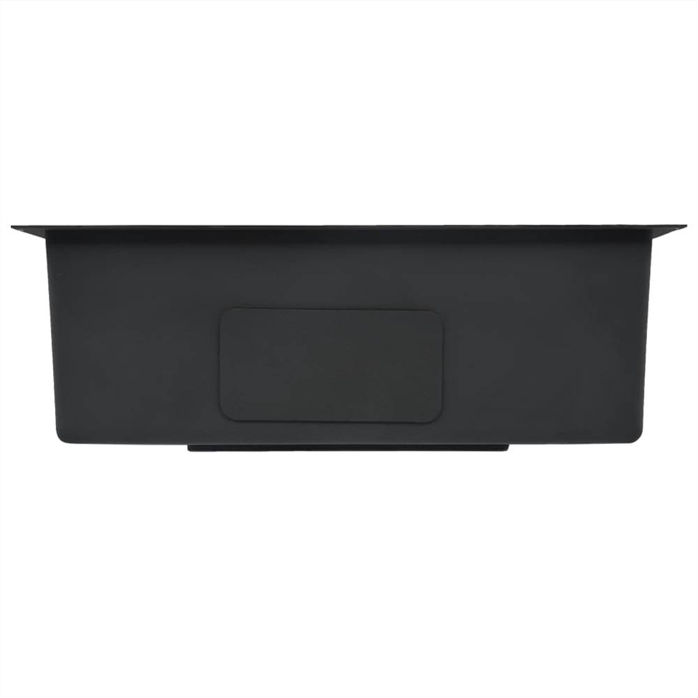 Handmade Kitchen Sink with Strainer Black Stainless Steel