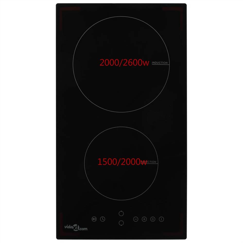 Induction Hob with 2 Burners Touch Control Glass 3500 W
