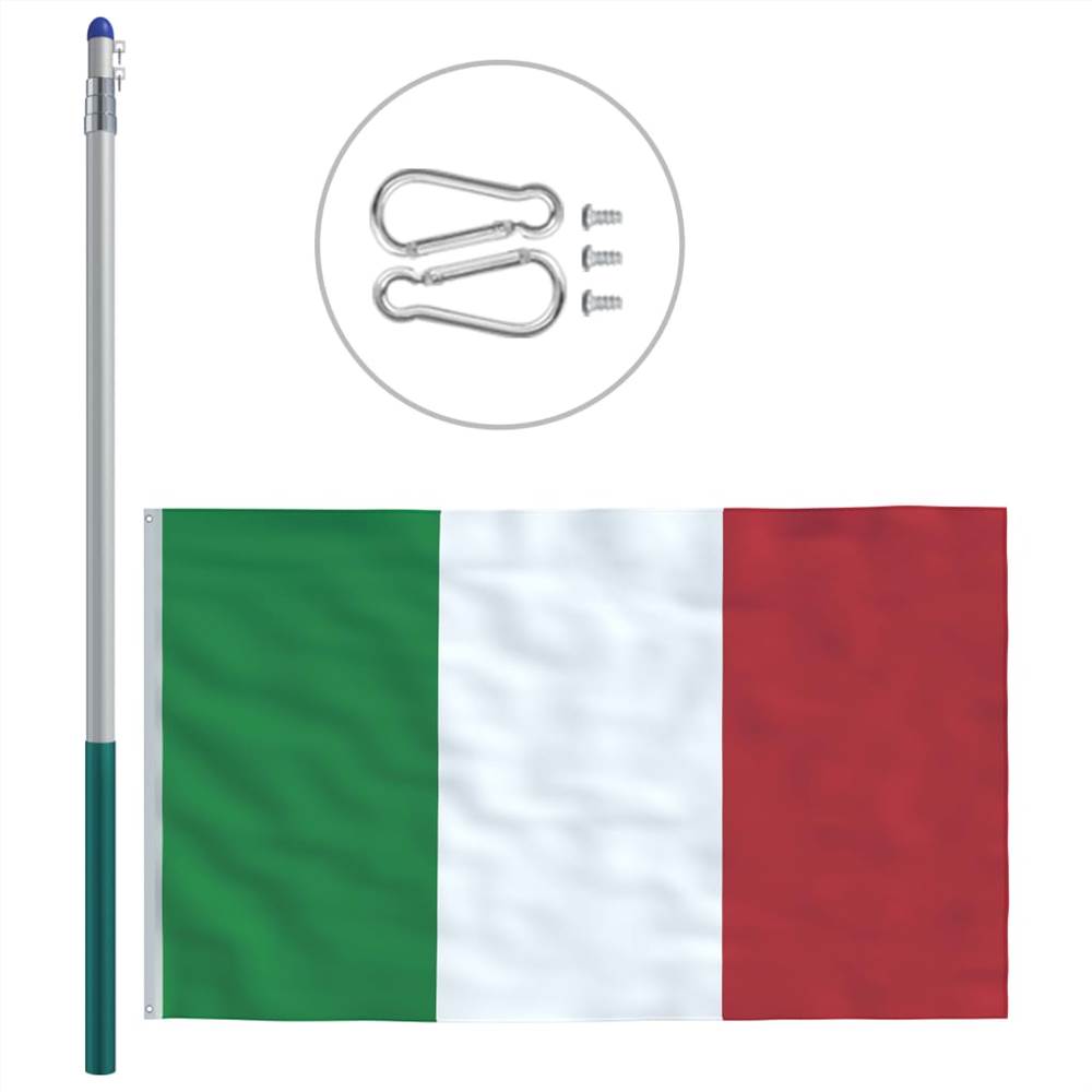 Italy Flag and Pole Aluminium 6 m