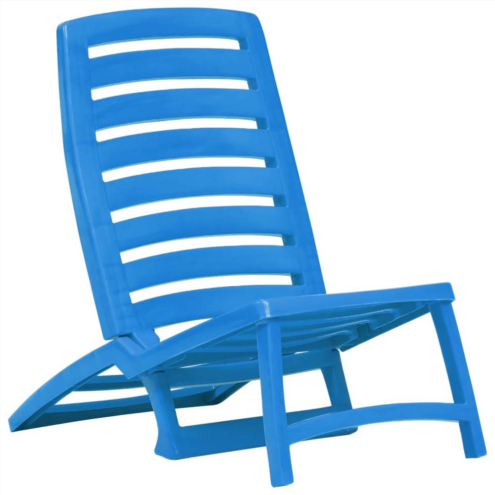 Kids Folding Beach Chair 4 Pcs Plastic Blue