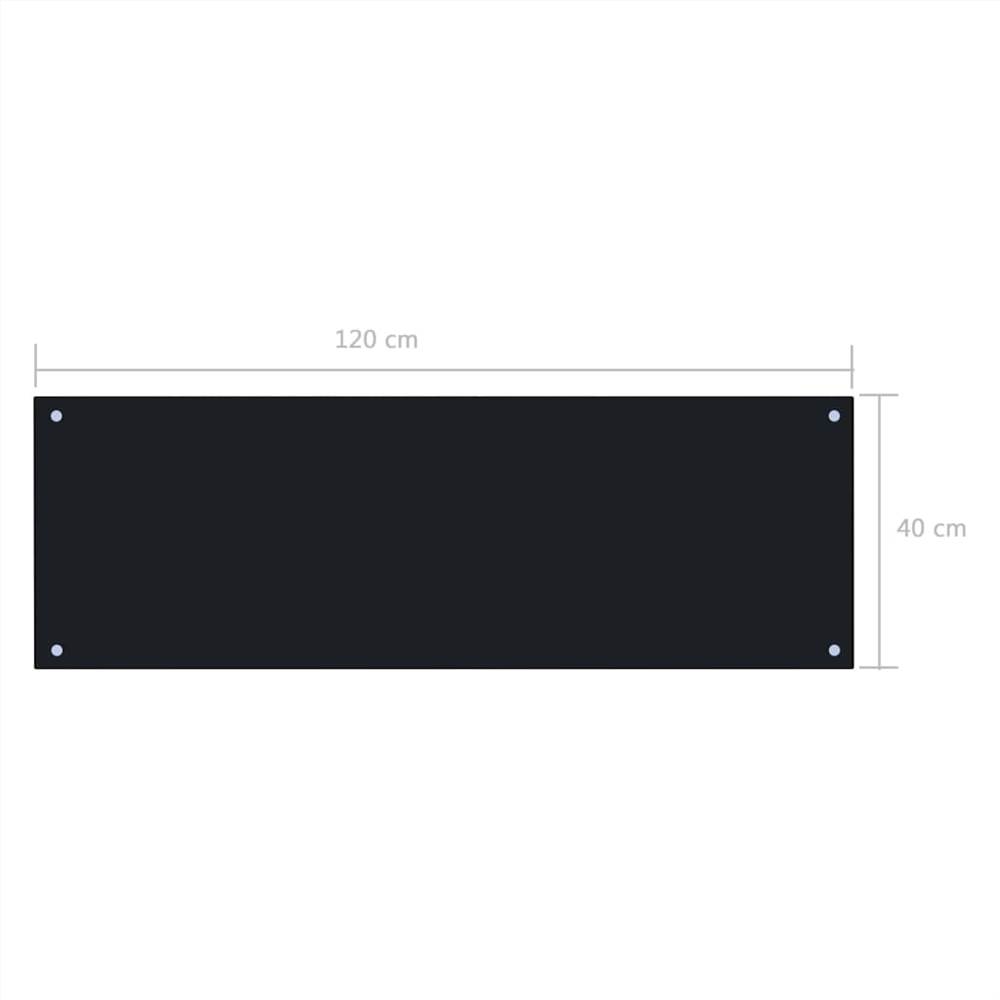 Kitchen Backsplash Black 120x40 cm Tempered Glass