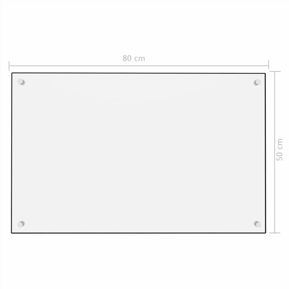 Kitchen Backsplash White 80x50 cm Tempered Glass