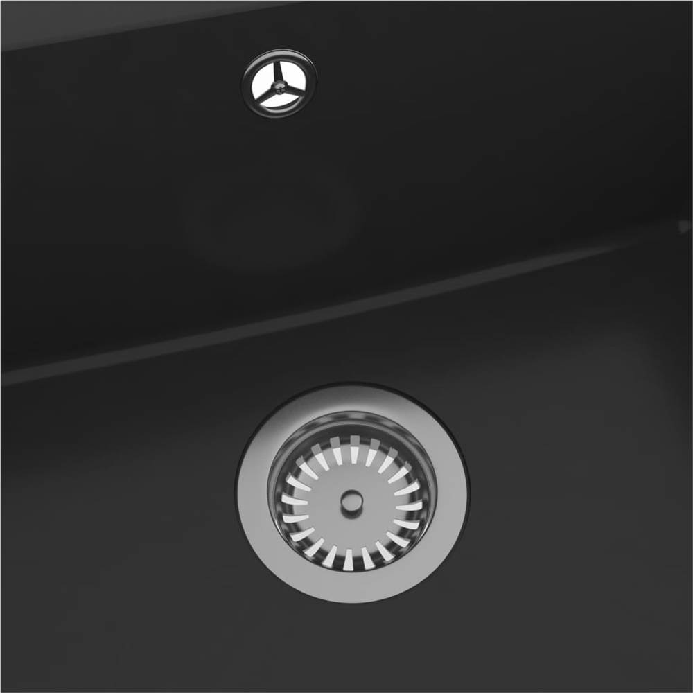 Kitchen Sink with Overflow Hole Black Granite