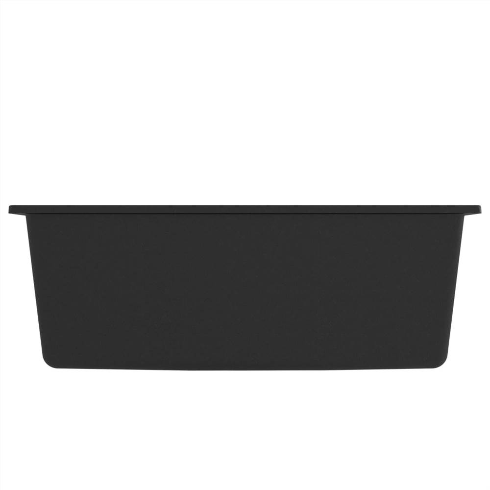 Kitchen Sink with Overflow Hole Black Granite