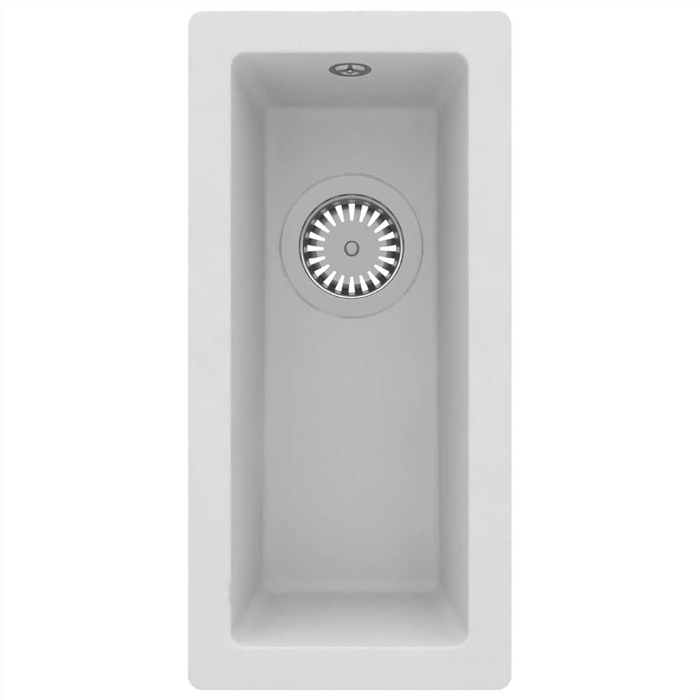 Kitchen Sink with Overflow Hole White Granite