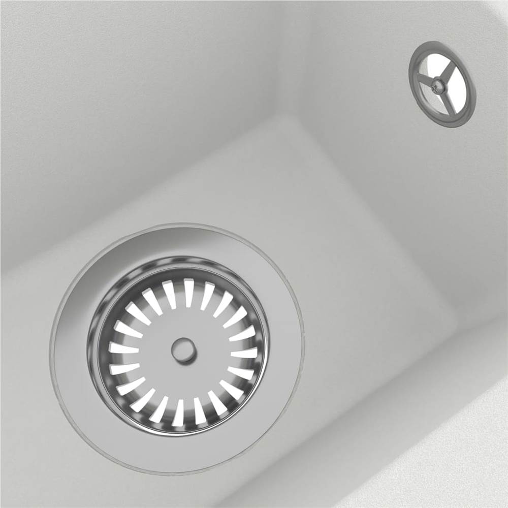 Kitchen Sink with Overflow Hole White Granite