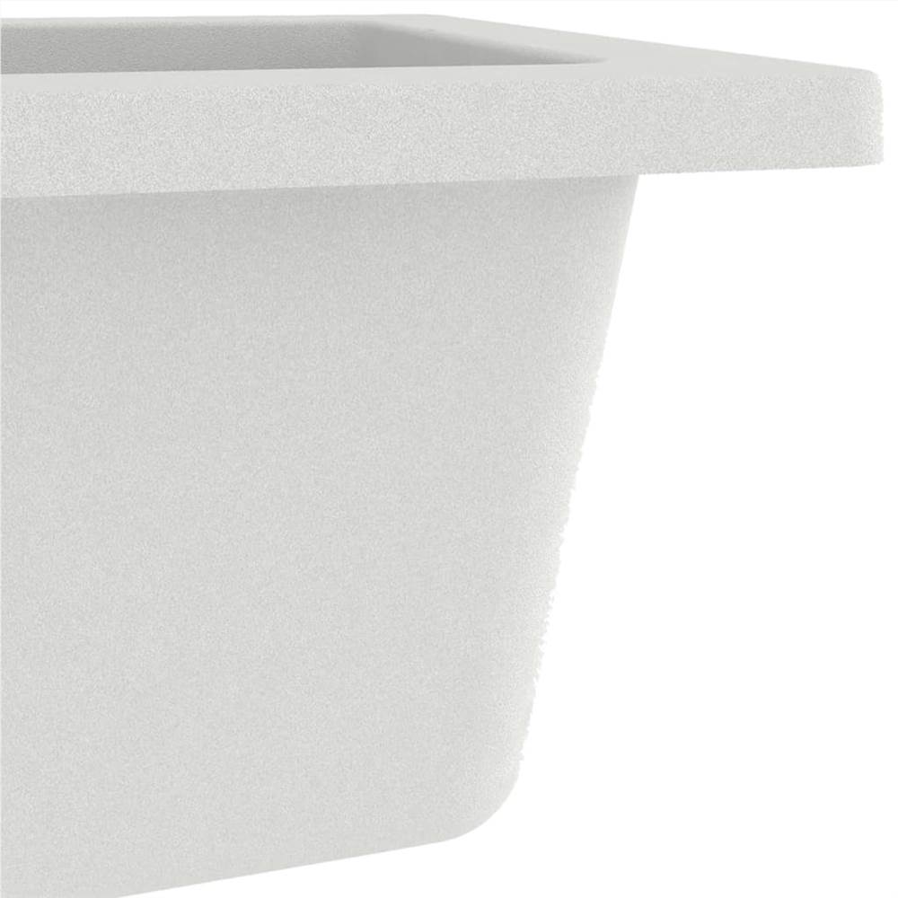 Kitchen Sink with Overflow Hole White Granite